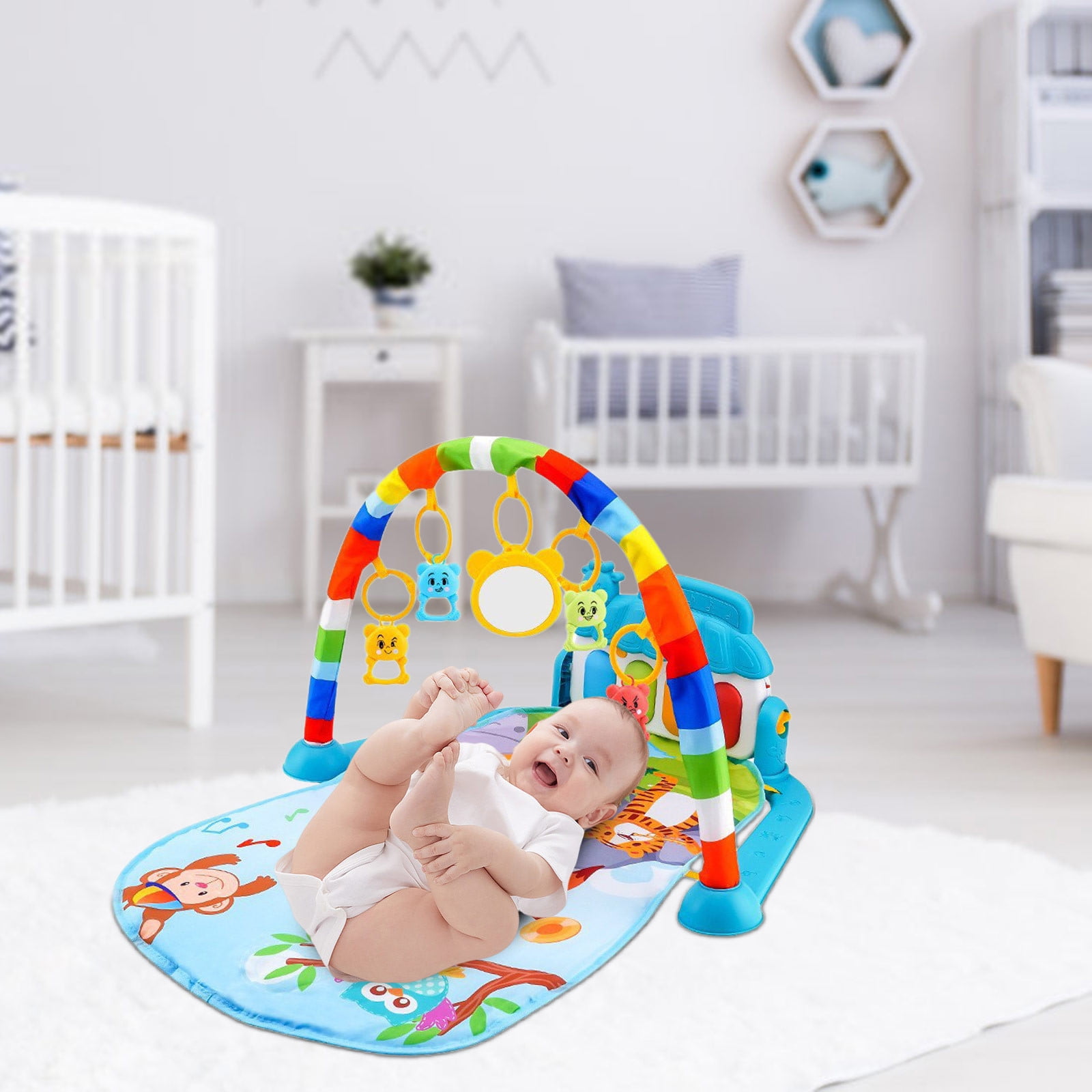Play Mat Piano Activity Mat with Play Mat for with 5 Linkable Toys