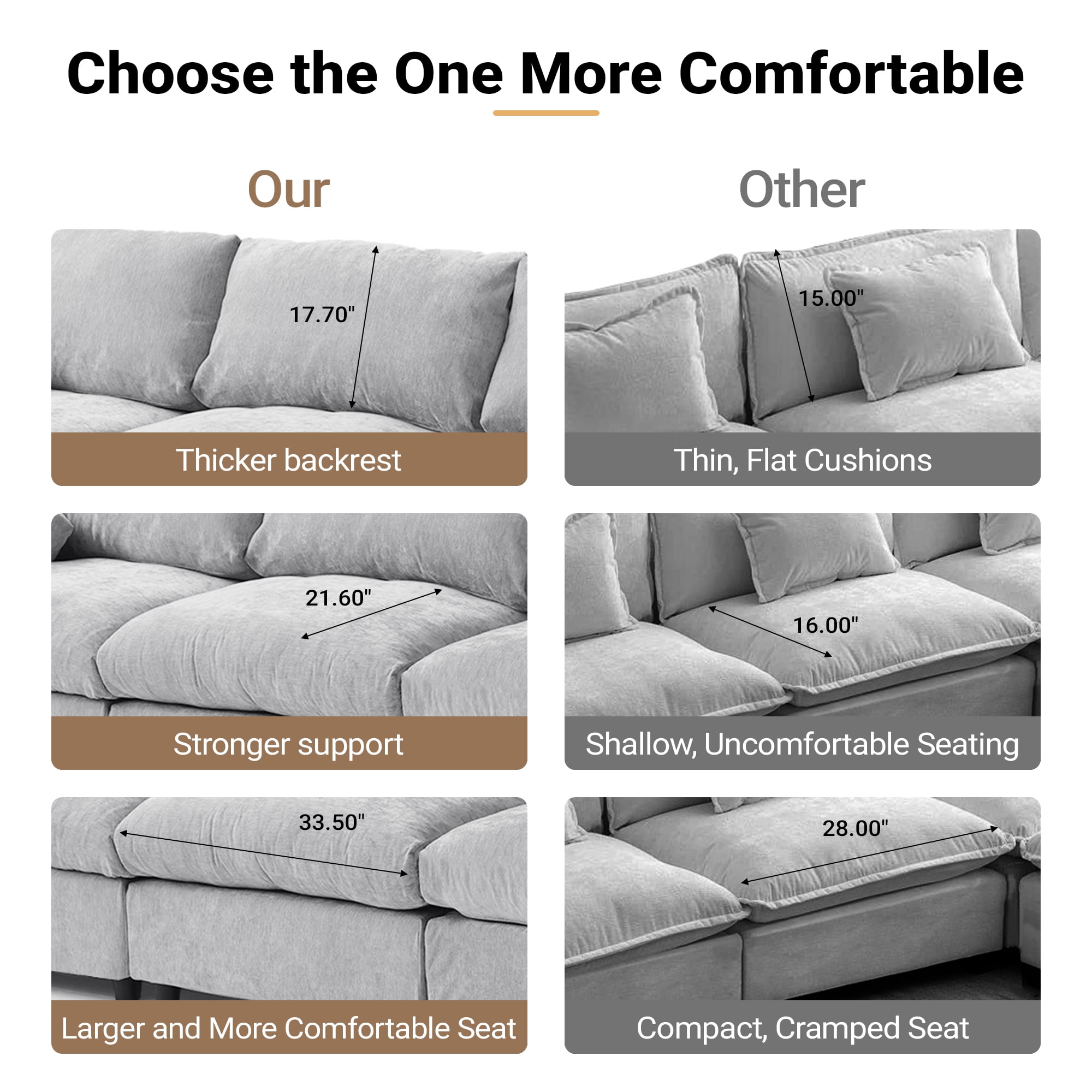 Magic Home Modern Chenille Movable Ottoman, Modular Sectional Sofa