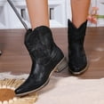 thumbnail image 4 of Ecetana Cowboy Boots for Women Ankle Cowgirl Booties Pointed Toe Embroidery Western Short Boots, 4 of 7
