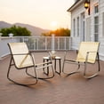 thumbnail image 4 of Simenmax 3-Piece Outdoor Rocking Set, Outdoor Furniture Set with Textilene Chairs & Glass-Top Table, Conversation Set of 3 for Porch, Lawn, Garden, Yard, Balcony, Poolside, Brown, 4 of 9