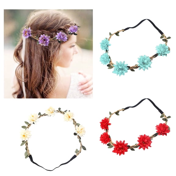 Helii Women Summer Small Rose Flower Wreath Headband Casual Floral Headwear