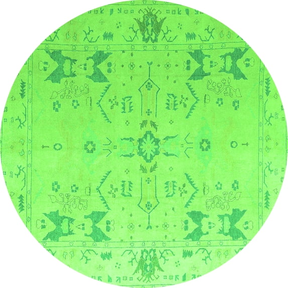 Ahgly Company Indoor Round Oriental Green Traditional Area Rugs, 8' Round