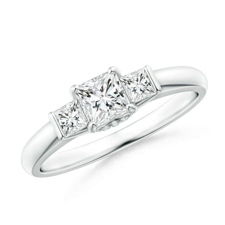 Platinum Princess Cut Diamond - April Birthstone - Classic 3 Stone Princess Cut Diamond Engagement Ring in Platinum (Weight: 0.41ctwt)