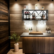 GVN Wine Storage Shelf, Wine Rack,Wall Mounted Wine Rack for 39 Bottles and 12 Glasses