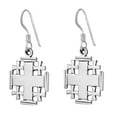 thumbnail image 2 of Contemporary Jerusalem Cross Symmetric Sterling Silver Dangle Earrings, 2 of 5