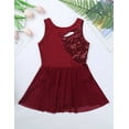 thumbnail image 4 of inhzoy Kids Big Girls Figure Ice Skating Tutu Costumes Sequins Tulle Dress Burgundy 6, 4 of 8