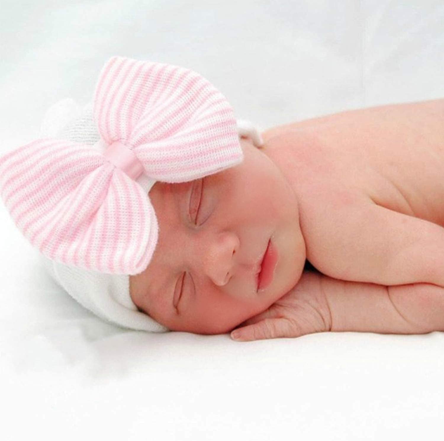 Set of 6 Newborn Baby Girl scratch guard mittens Infant girl fuschia bow mittens 