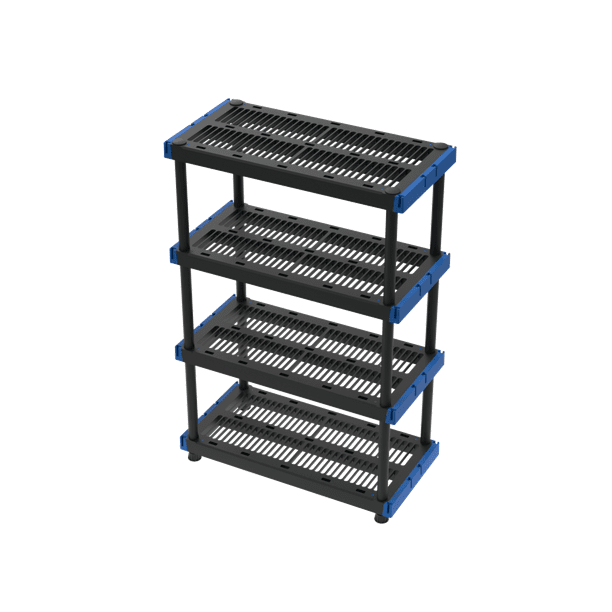 HART 4Tier 20"x48" Interlocking Plastic Storage Shelving Unit