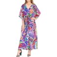 thumbnail image 2 of HAPPY BAY Women's Summer Loungewear Loose Caftan Slit Dress Maxi House Sleep Shirt 2X-3X Purple, Floral, 2 of 6