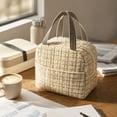 thumbnail image 2 of JHyouerji Large Capacity Insulated Lunch Cooler,Beige Waterproof Oxford Carry Handbag 9x8x6 Inch for Travel Park Office Picnic Food Organizer, 2 of 8