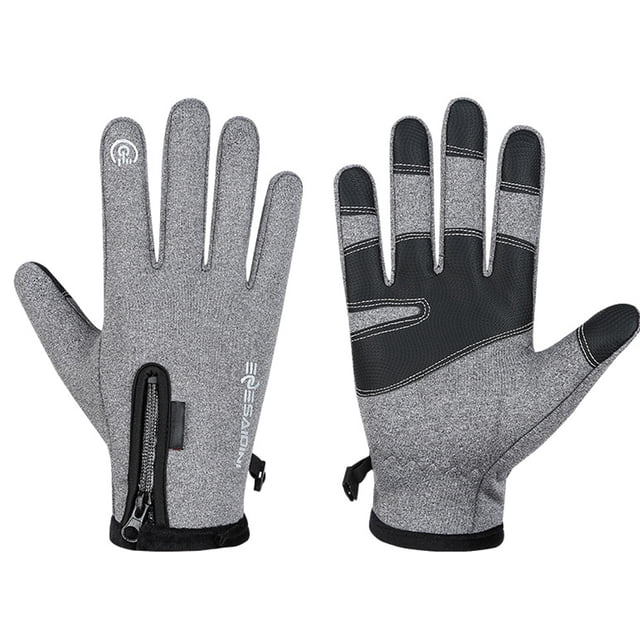 Pantalla táctil con cremallera Impermeable Ciclismo Entrenamiento al aire libre Guantes deportivos antideslizantes (Gris) Adepaton BST2001262-2