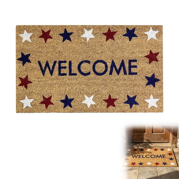 Fufafayo Independence Day Doormat Entrance Doormat, Patriotic Red White Blue Welcome Mat, Outdoor Indoor Floor Mat for Front Door, American Flag Themed Home Decor for July 4th