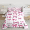 thumbnail image 2 of jejeloiu Pink White Full Size Comforter Sets,Cartoon Bowknot Bowtie Bedding Sets For Girl Reversible 3 Pieces, 2 of 8