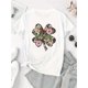thumbnail image 2 of Creative Lucky Leopard Print Four-Leaf Clover Pattern Printed Women'S Fashionable Round Neck Short Sleeve, Simple Casual Sports T-Shirt, Comfortable Summer Top for Women During Holidays., 2 of 6