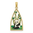 thumbnail image 1 of 14K Yellow Gold Polished Finish Multi Color Enamel Panda Bear and Bamboo Design Charm Pendant, 1 of 4