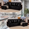 thumbnail image 4 of Pull-Out Convertible PU Leather Sectional Sofa Set with Reversible Chaise Lounge, Sleeper Loveseat Couch with Hidden Storage, 4 of 12
