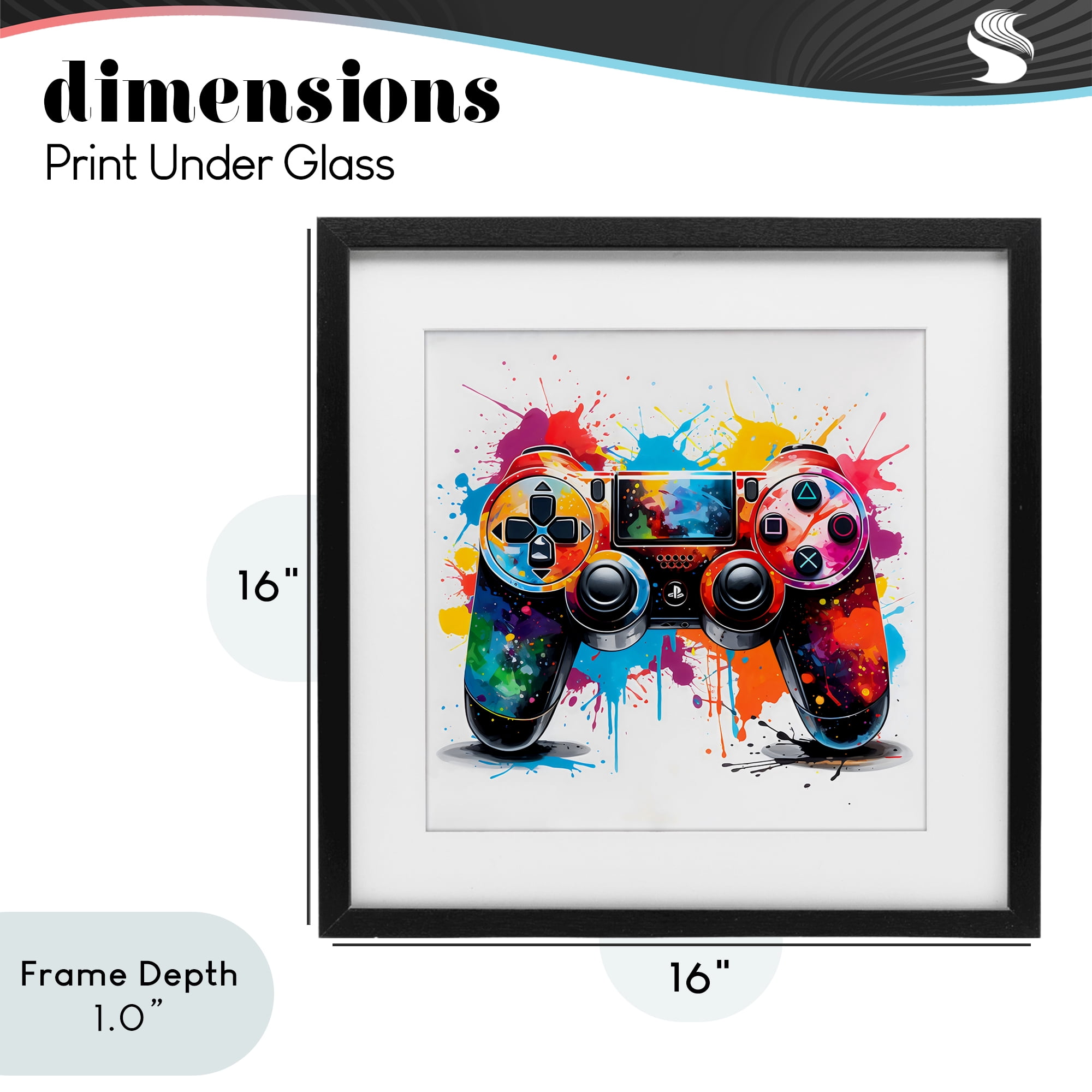 Stupell Industries Playful Bright Game Controller Black Framed Print Under Glass, design by Creative Studio