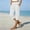 14-White, variant on Women's Cotton Linen Capri Pants, Elastic Waist Loose Straight Leg Cropped Trousers with Pockets Button Split Hem, Casual Summer 3/4 Pants for Daily Wear 14-White L