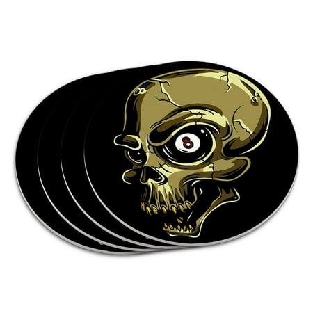 

Eight Ball Skull Billiards Pool Coaster Set