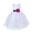thumbnail image 3 of Ekidsbridal White Raspberry Shimmering Organza Flower Girl Dress Junior Bridesmaid Wedding Pageant Communion Baptism Gown 4613T S, 3 of 3