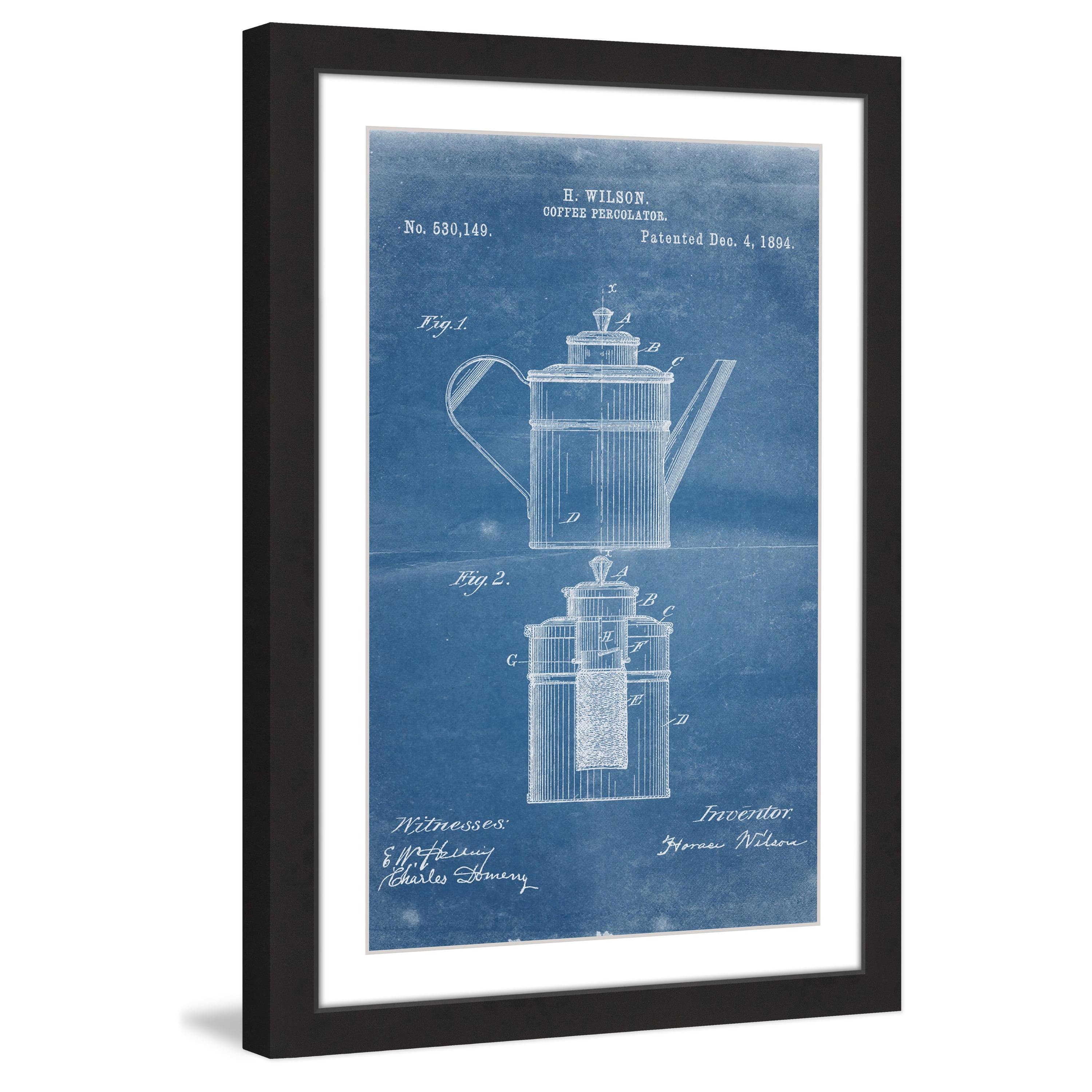 "Percolator 1894 Blueprint" Framed Painting Print