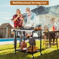 thumbnail image 6 of Three-Shelf Movable Outdoor Dining Cart Table,Outdoor Grill Table Cart with 4 Wheels,Stainless Steel Pizza Oven Tables for Outside,Movable Prep Table Cooking Station,Multifunctional Grill Cart, 6 of 7