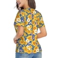 thumbnail image 3 of Vsdgher Vintage White Yellow Sunflower Women Shirts V Neck Short Sleeve Tops T-Shirt Basic Tees, S to 3XLLarge, 3 of 5
