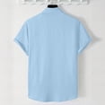 thumbnail image 4 of FAWUUDO Men's Casual Short Sleeve Button Down Collar Breathable Loose Quick Dry Solid Color Shirts Sky Blue, 4 of 7