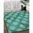 thumbnail image 3 of Ahgly Company Machine Washable Indoor Round Transitional Turquoise Green Area Rugs, 7' Round, 3 of 7