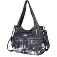 thumbnail image 2 of 2 Front Pockets Large Soft Washed Leather Handbag Soft leather Crossbody Bag Multi Black, 2 of 6