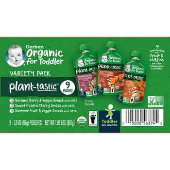 Gerber  -tastic Toddler Food Variety Pack, 3.5 oz Pouches (9 Pack)
