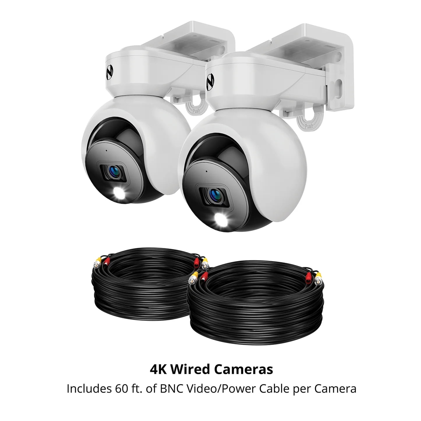 Night Owl Add On Wired Spotlight Pan and Tilt 4K Deterrence Camera with 2-Way Audio - 2 Pack - White
