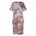 thumbnail image 3 of Vestido de satén blanco con textura y flores de cerezo para mujer vestidos de baile holgados con bolsillos vestidos de verano, 3 of 6