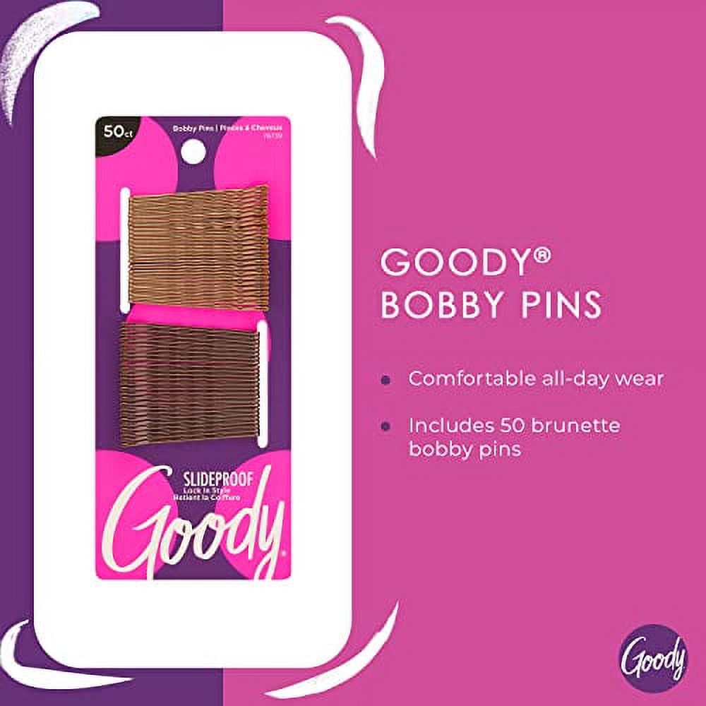 Goody Ouchless Hair Bobby Pins - 50 Count, Assorted Brunette Colors - Slideproof and Lock-In Place - Suitable for All Hair Types - Pain-Free Hair Accessories for Women and Girls - All Day Comfort - image 2 of 3