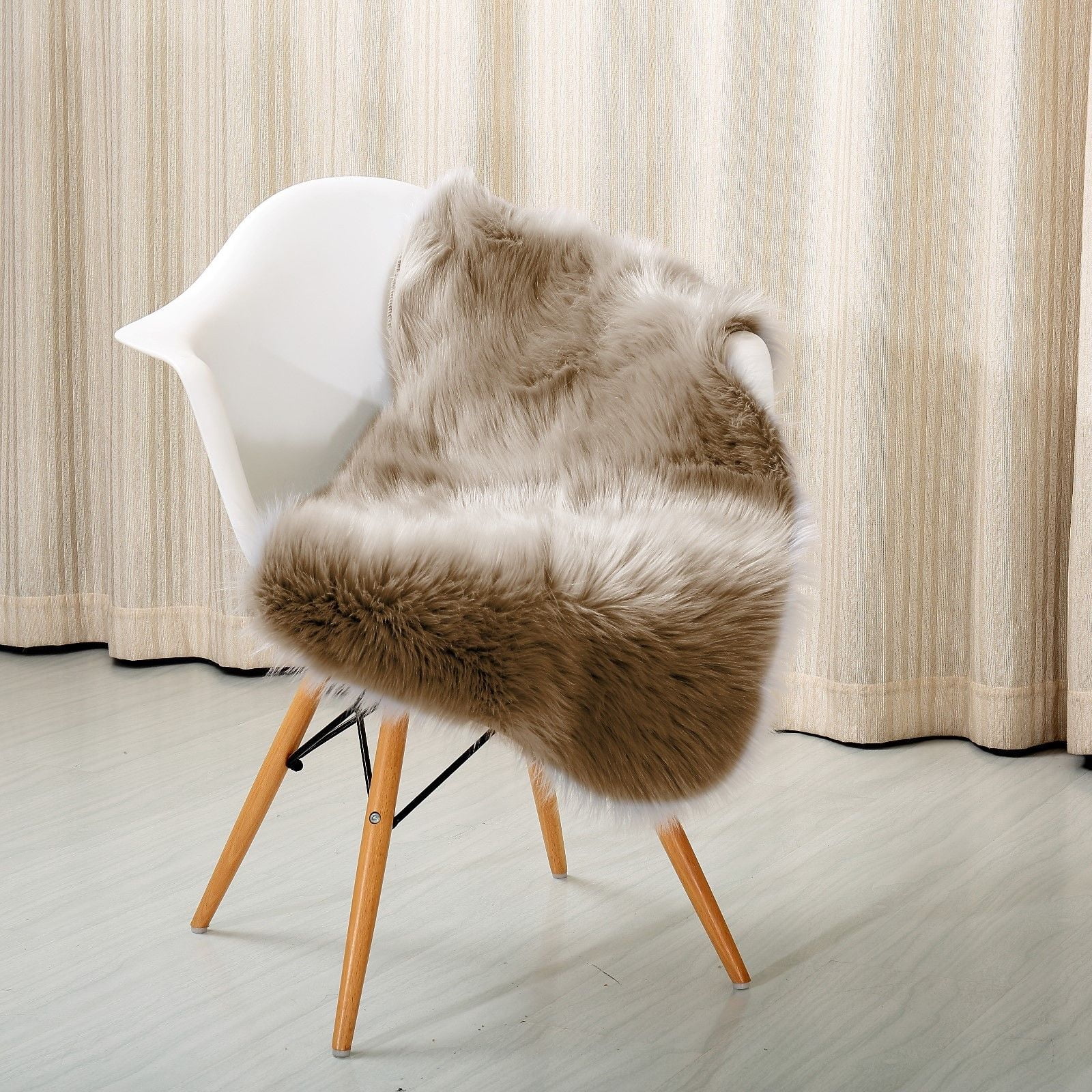 100% Sheepskin Rug Tiger Chair Pad Fur Sofa Throw Lambskin Hide Pelt Hair Carpet 