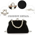 thumbnail image 6 of Women's Luxury Full Rhinestone Shoulder Bag Noble Kiss Lock Crystal Crossbody Clutch Bag Pearl Beaded Chain, 6 of 7
