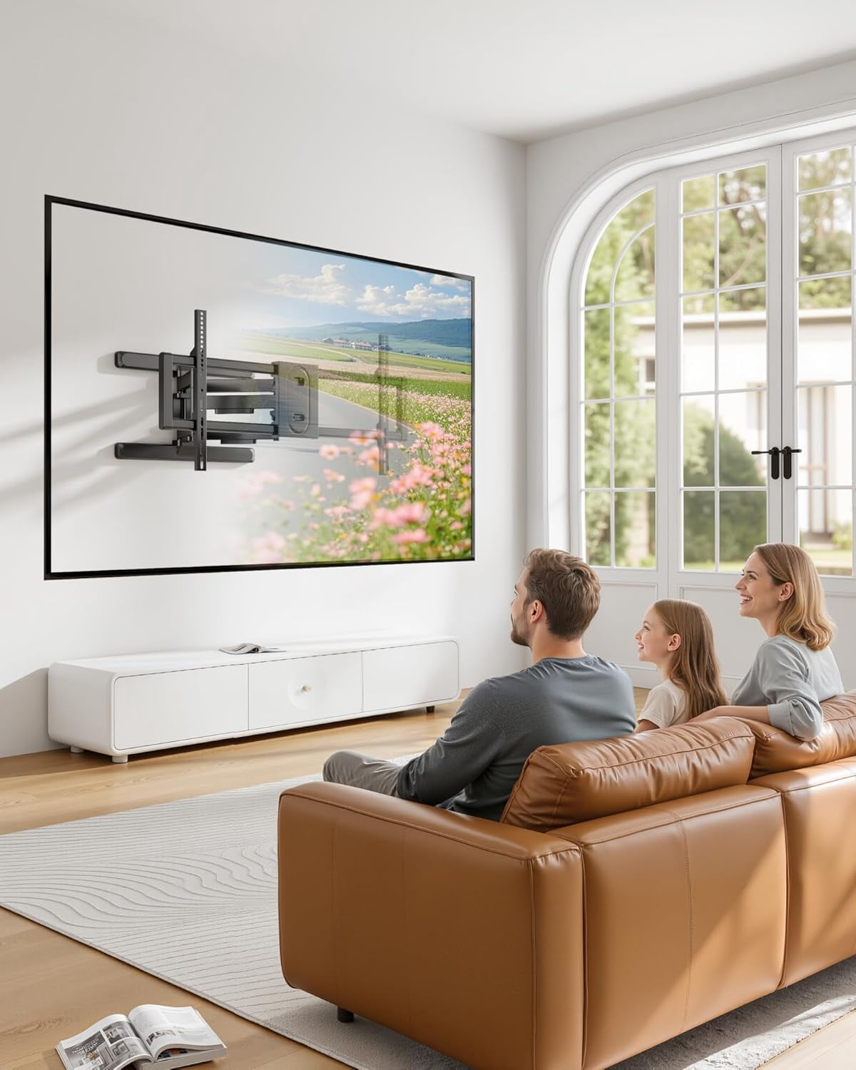 monTEK Full Motion TV Wall Mount for 43–95" TVs, 22" Long Arm Extension, 150 lb Capacity, Swivel Tilt Leveling, VESA 200x200–800x400, Fits 16"/18" Studs