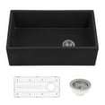 thumbnail image 6 of Ruvati 30-inch Matte Black Fireclay Offset Drain Kitchen Sink Single Bowl, 6 of 10