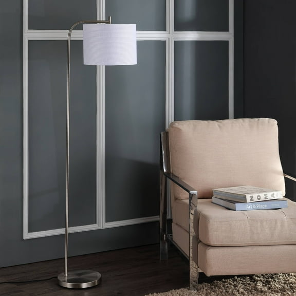 SAFAVIEH Rafin Modern Glam Curved 61.5 in. H Floor Lamp, Nickel