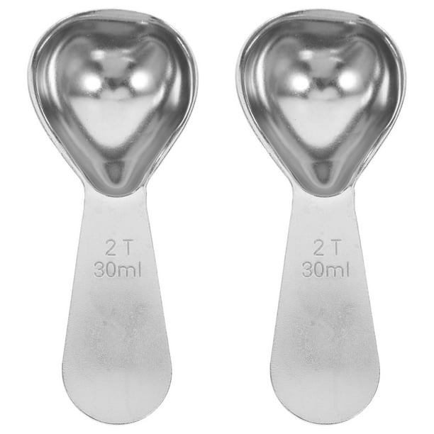 2 cucharas medidoras de acero inoxidable para café, té, proteína en polvo, condimentos para hornear y cocinar en la cocina.
