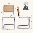 thumbnail image 4 of LivinVeluris Set of 2 Modern Rattan Dining Chairs, Mid-Century Dining Side Chairs, Cane Dining Chairs with Teddy Velvet, Armless Kitchen Chairs (Chrome Frame with White Cushion), 4 of 7