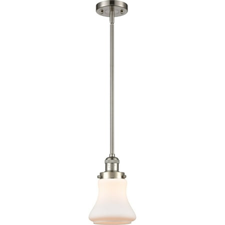 

Brushed Satin Nickel Tone Mini Pendants 7 Wide Matte White Glass Steel/Cast Brass Medium Base 1 Light Fixture