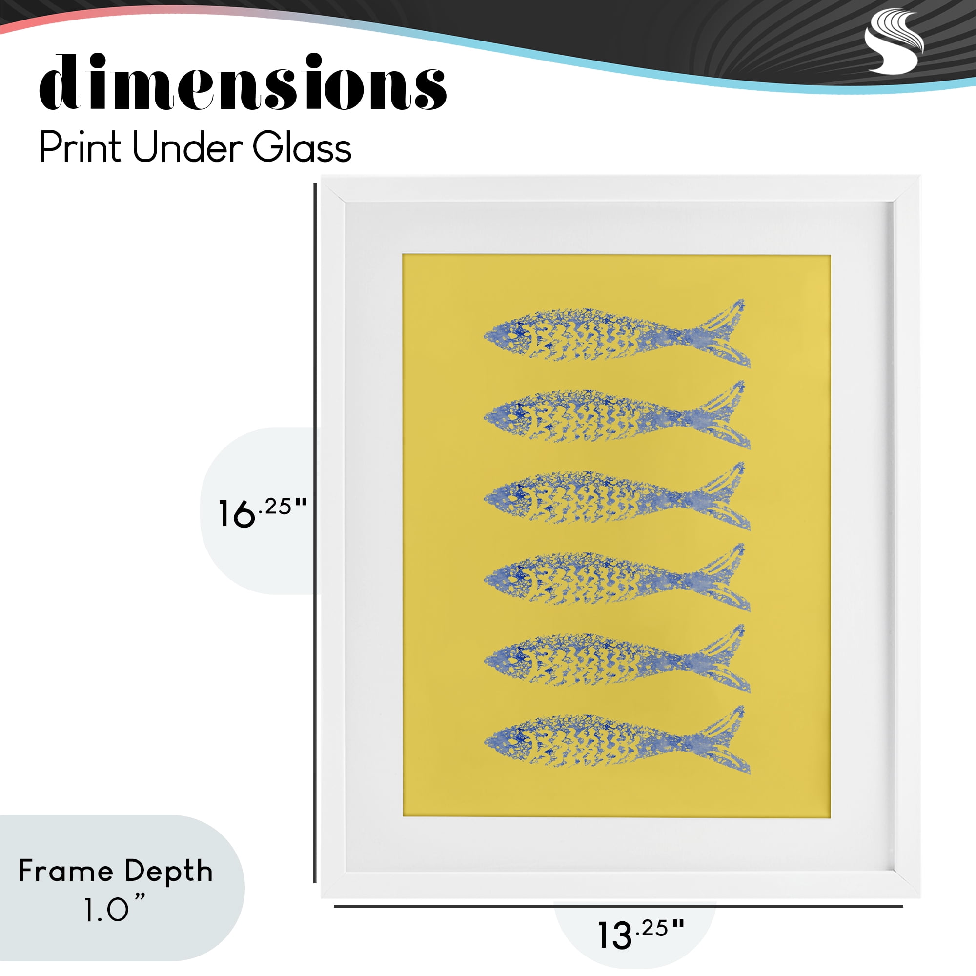 Stupell Industries Sardine Stamps on Yellow White Framed Print Under Glass, design by Julie DeRice