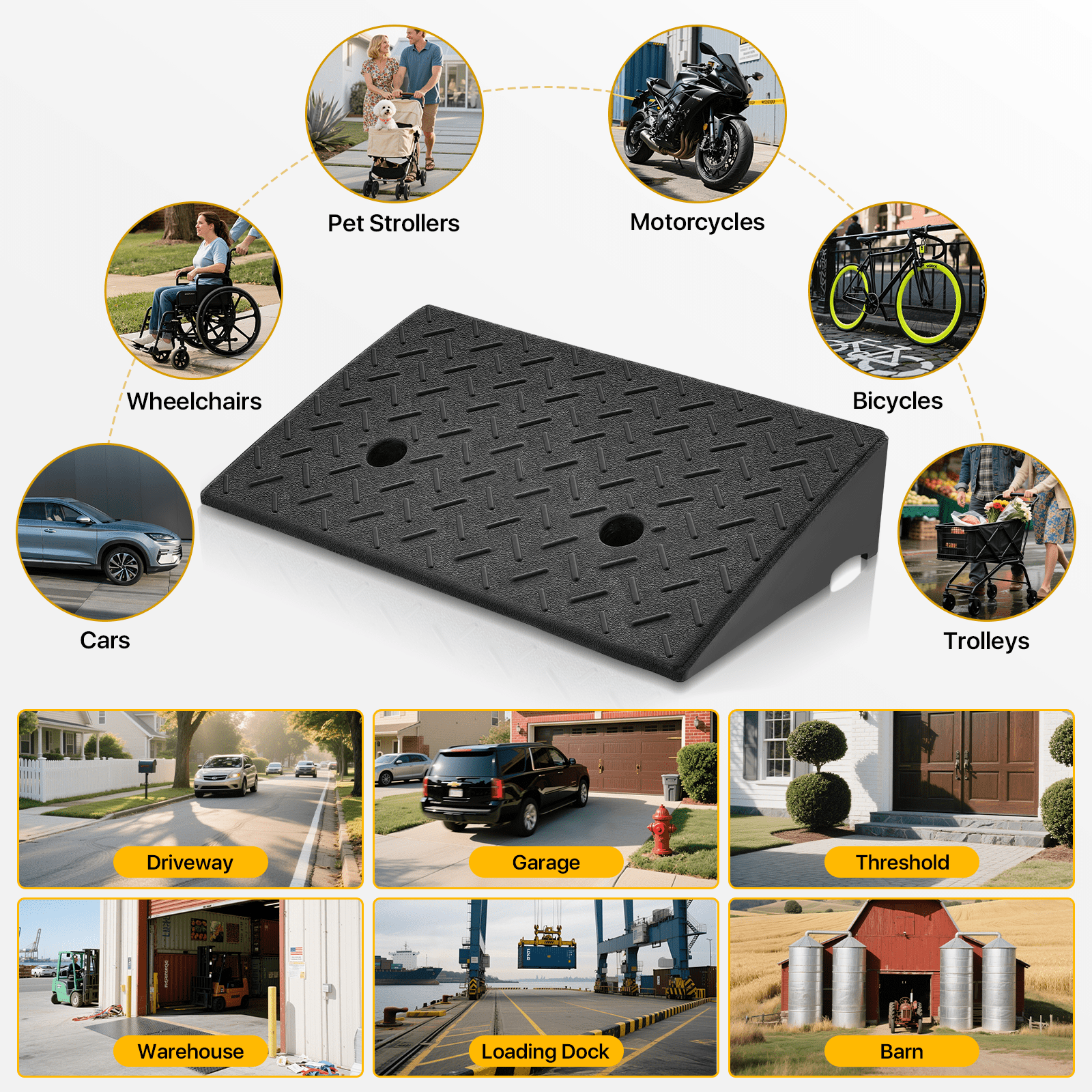 Magshion 2 Pieces Rubber Curb,4" Rise 19" Length Heavy Duty Loading Driveway Ramp for Cars, Wheelchair