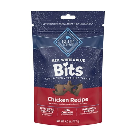 Blue Buffalo Red White & Blue Bits Soft-Moist Dog Treats for Training, Chicken, 4.5-oz Bag