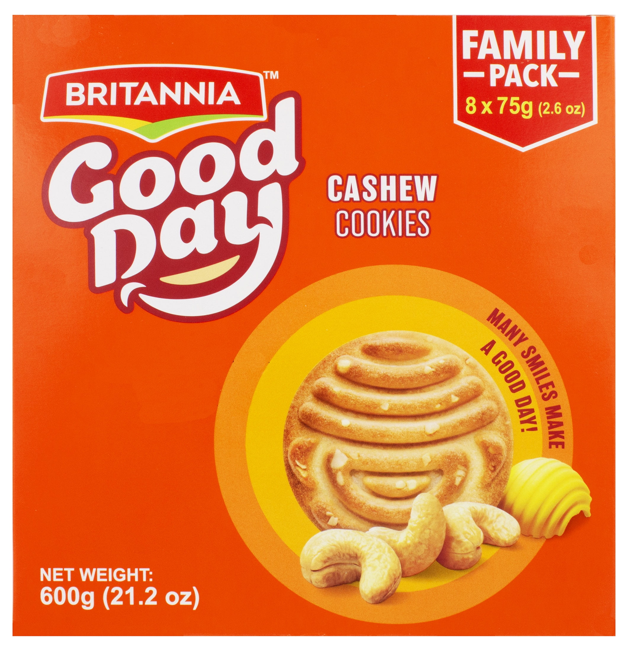 goodday　20箱 Britannia, Good Day Cashew Cookies, 21.2 oz, Family Pack - Walmart.com