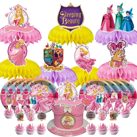 Aurora Party Supplies Decor Plates Fans Decorations Honeycomb Centerpieces Cake Toppers
