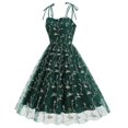 thumbnail image 5 of WFJCJPAF 2025 New Halloween Halloween Dresses for Women Plus Size,Women's Summer Halloween Bow Camisole Mesh Yarn Embroidery Retro Style Full Dress - Green M, 5 of 9