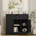 thumbnail image 3 of Living Room Cabinets Storage Cabinets,Wooden Floor Cabinet,with Drawers and Shelves Storage Cabinets,Accent Cabinet for Living Room,Bedroom,Bathroom Furniture Home Decor(Black),Wooden Cabinets, 3 of 7