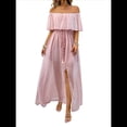 thumbnail image 1 of Vestido Informal de Lunares con Hombros Descubiertos para Mujer, con Volantes, Corsé, Borlas y Cintura Alta, con Abertura y Abertura, Color Liso Rosa Oscuro M, 1 of 8